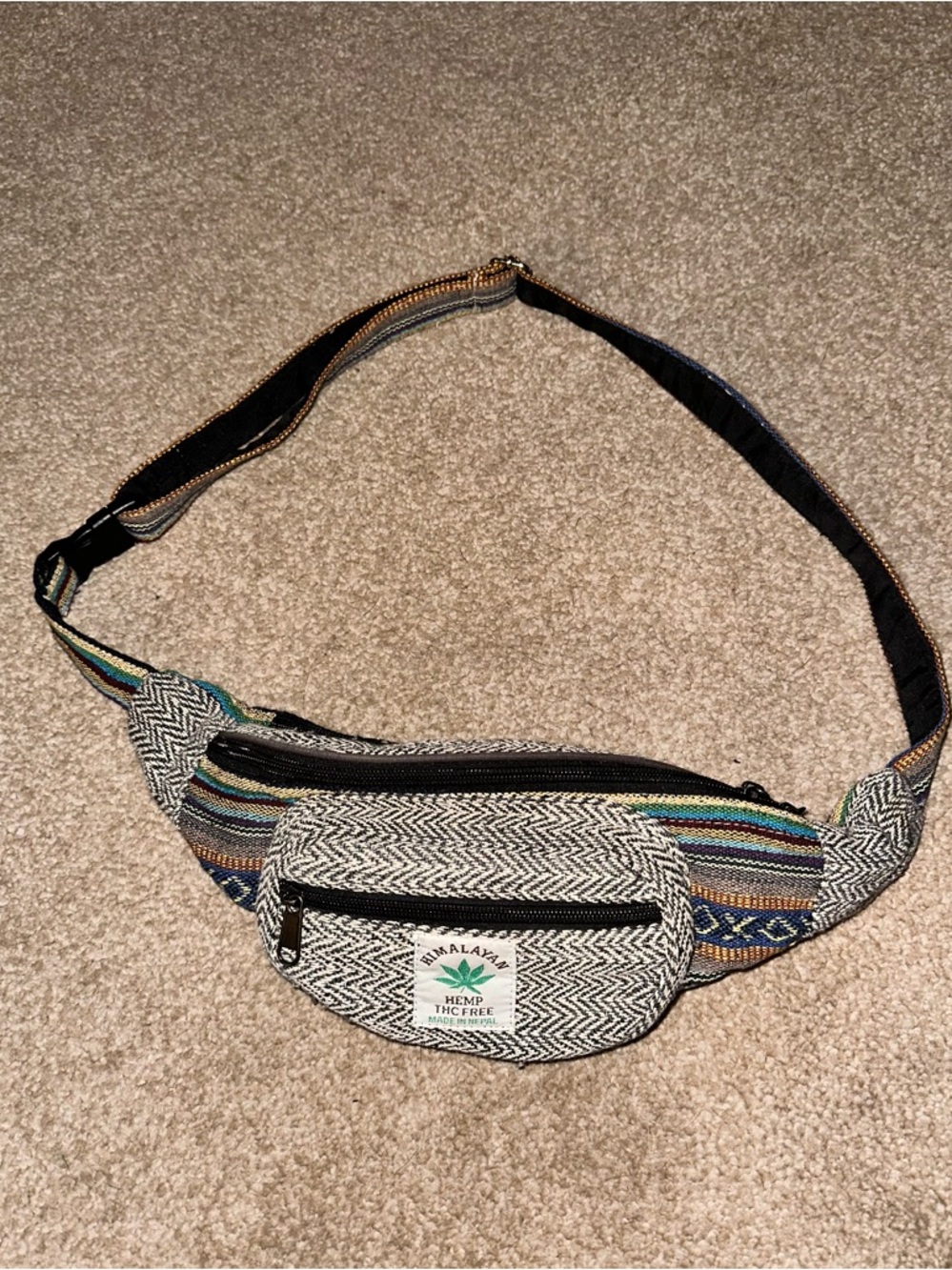 Himalayan Hemp Grey Patterned Crossbody Fanny Pack